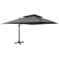  Cantilever Garden Parasol with Double Top Anthracite 400x300 cm