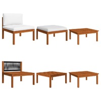 3 Piece Garden Lounge Set with Cushions Solid Acacia Wood