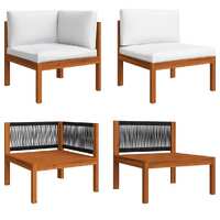  2 Piece Garden Lounge Set with Cushions Solid Acacia Wood