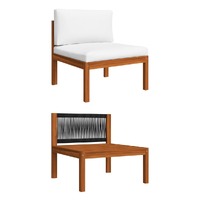  Garden Middle Sofa with Cushions Solid Acacia Wood