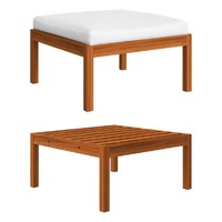  Garden Footstool with Cushion Solid Acacia Wood
