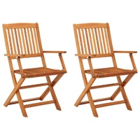  Folding Garden Chairs 2 pcs Solid Eucalyptus Wood