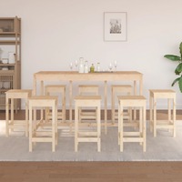  9 Piece Bar Set Solid Wood Pine