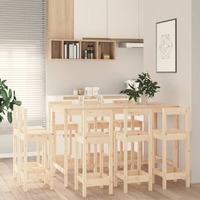  9 Piece Bar Set Solid Wood Pine