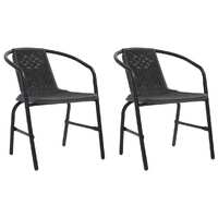  Garden Chairs 2 pcs Plastic Rattan and Steel 110 kg