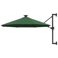  Wall-mounted Garden Parasol with LEDs 300 cm Green