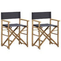  Folding Director&#39;s Chairs 2 pcs Dark Grey Bamboo and Fabric