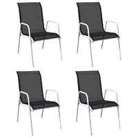  Stackable Garden Chairs 4 pcs Steel and Textilene Black