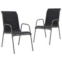  Stackable Garden Chairs 2 pcs Steel and Textilene Black