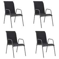  Stackable Garden Chairs 4 pcs Steel and Textilene Black