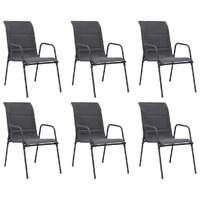  Stackable Garden Chairs 6 pcs Steel and Textilene Anthracite