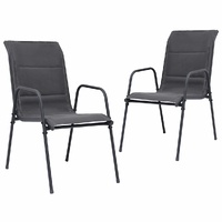 Stackable Garden Chairs 2 pcs Steel and Textilene Anthracite