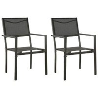  Garden Chairs 2 pcs Textilene and Steel Black and Anthracite