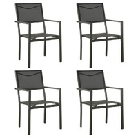  Garden Chairs 4 pcs Textilene and Steel Black and Anthracite