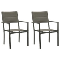  Garden Chairs 2 pcs Textilene and Steel Grey and Anthracite