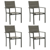  Garden Chairs 4 pcs Textilene and Steel Grey and Anthracite