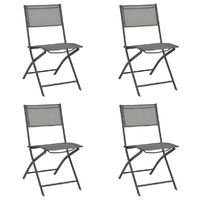  Folding Outdoor Chairs 4 pcs Grey Steel and Textilene