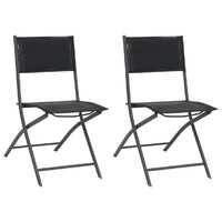  Folding Outdoor Chairs 2 pcs Steel and Textilene