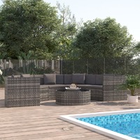 6 Piece Garden Lounge Set with Cushions Poly Rattan Grey