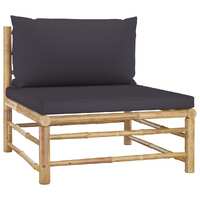  Garden Middle Sofa with Dark Grey Cushions Bamboo