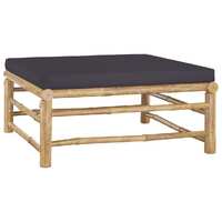  Garden Footrest with Dark Grey Cushion Bamboo