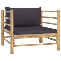  Garden Sofa with Dark Grey Cushions Bamboo