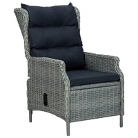  Reclining Garden Chair with Cushions Poly Rattan Light Grey