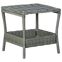  Garden Table Light Grey 45x45x46.5 cm Poly Rattan