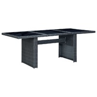  Garden Table Dark Grey Poly Rattan and Tempered Glass