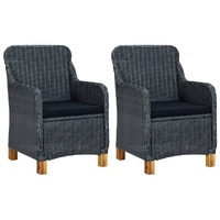  Garden Chairs with Cushions 2 pcs Poly Rattan Dark Grey