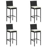  Garden Bar Stools with Cushions 4 pcs Black Poly Rattan