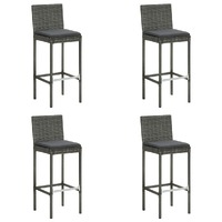  Garden Bar Stools with Cushions 4 pcs Grey Poly Rattan