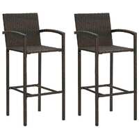  Bar Stools 2 pcs Brown Poly Rattan