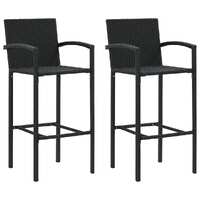  Bar Stools 2 pcs Black Poly Rattan