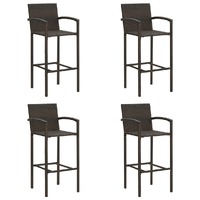  Bar Stools 4 pcs Brown Poly Rattan