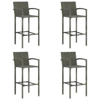  Bar Stools 4 pcs Grey Poly Rattan