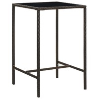  Garden Bar Table Brown 70x70x110 cm Poly Rattan and Glass