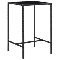  Garden Bar Table Black 70x70x110 cm Poly Rattan and Glass