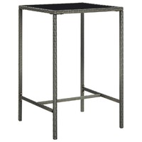  Garden Bar Table Grey 70x70x110 cm Poly Rattan and Glass