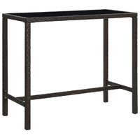  Garden Bar Table Brown 130x60x110 cm Poly Rattan and Glass