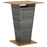  Bar Table Grey 80x80x110 cm Poly Rattan and Solid Acacia Wood