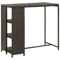  Bar Table with Storage Rack Brown 120x60x110 cm Poly Rattan