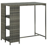  Bar Table with Storage Rack Grey 120x60x110 cm Poly Rattan