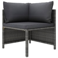  Sectional Corner Sofa with Cushions Grey Poly Rattan