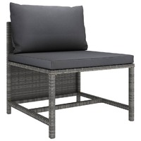  Sectional Middle Sofa with Cushions Grey Poly Rattan