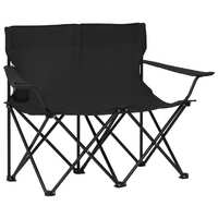  2-Seater Foldable Camping Chair Steel and Fabric Black