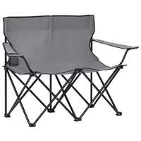  2-Seater Foldable Camping Chair Steel and Fabric Grey
