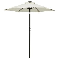 Garden Parasol with LED Lights Sand 200x211 cm Aluminium