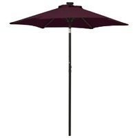  Garden Parasol with LED Lights Bordeaux Red 200x211 cm Aluminium