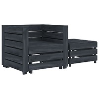  2 Piece Garden Pallet Lounge Set Grey Wood